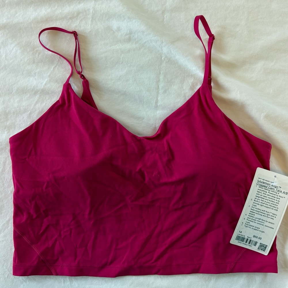 NWT Align Cropped Cami Tank A/B size 14 Hot Pink Passionate